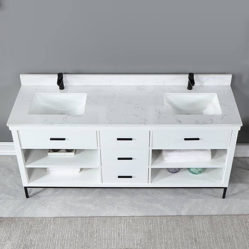Altair Kesia Bathroom Vanity with White Composite Stone Top without Mirror