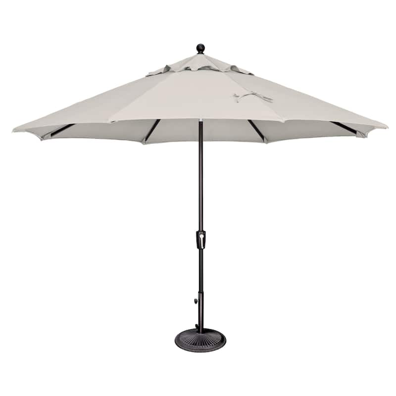 SimplyShade Catalina 11' Octagon Push Button Tilt Umbrella, Black Frame Finish - Natural