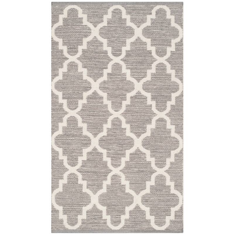 SAFAVIEH Handmade Flatweave Montauk Marie Casual Cotton Rug - 2'6" x 4' - Grey/Ivory