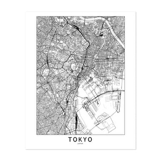 Tokyo Japan Tokyo White Map Maps Black White Minimal Art Print/Poster ...