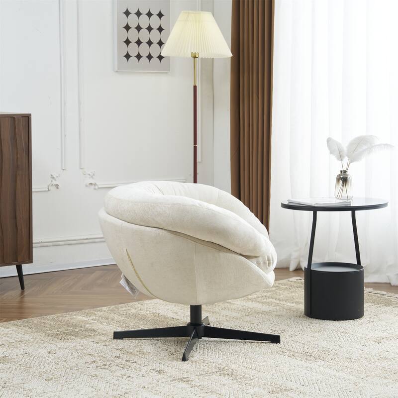 Ergonomic Chenille Office Chair Swivel Chair, Rotating Chair Club Chair Accent Chair with Removable Cushion
