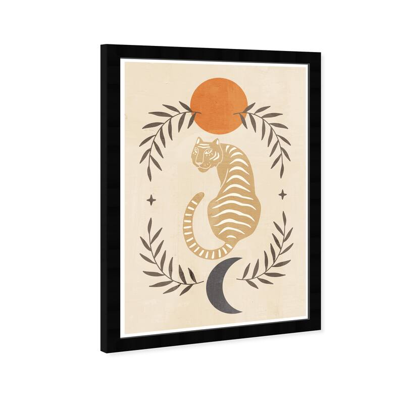 Wynwood Studio Prints Animals Tiger Moon and Sun Brown and Light Brown Modern & Contemporary Wall Art Canvas Print