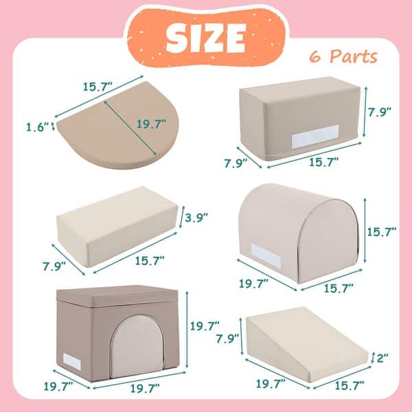 Soft Climb and Crawl Foam Playset 7 in 1, Kids Crawling and Climbing Indoor Active Play Structure