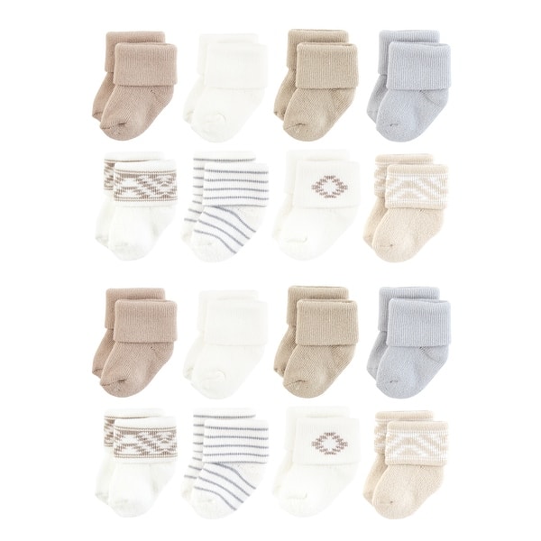 slide 1 of 1, Hudson Baby Cotton Rich Baby Terry Socks 16-Pack, Stripe Cream 0-6 Months - Tribal Cream