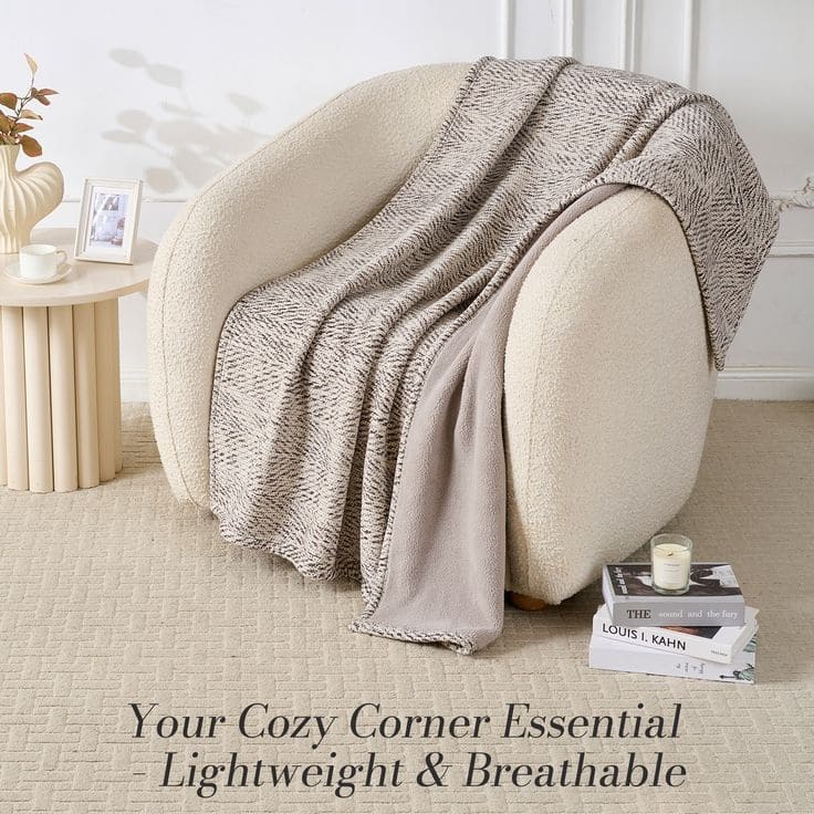 50" x 60" Single Layer Reversible Printed Chenille, Fleece Throw Blanket With Two Plush Effects, Soft and Machine Washable