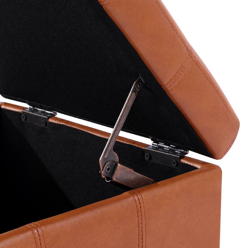 Adeco Square Tufted Storage Ottoman with Hidden Space