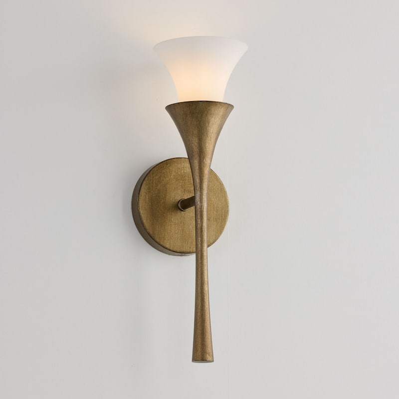 5" W x 16" H 1-Light Sconce in Mystic Luster with Soft White Glass