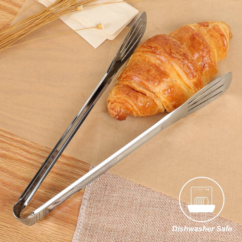Kitchen Tongs Stainless Steel Barbecue Cooking Grilling Tongs - Silver