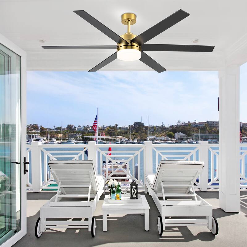 65 in. Integrated LED Indoor Gold/Black ceiling Fans with Light and Remote Control Included - Gold