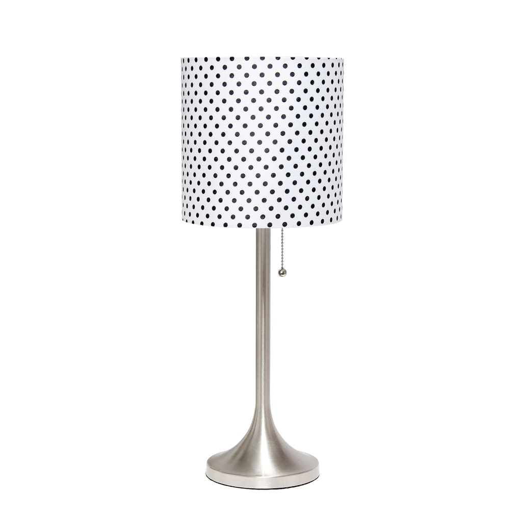 21 in. Brushed Nickel and Polka Dot Finish Table Lamp with White Shade, Sturdy Table Lamp for Living Rooms and Bedrooms