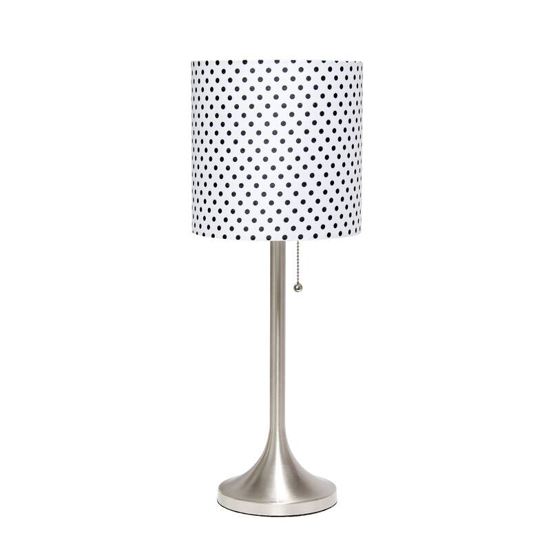 21 in. Brushed Nickel and Polka Dot Finish Table Lamp with White Shade, Sturdy Table Lamp for Living Rooms and Bedrooms
