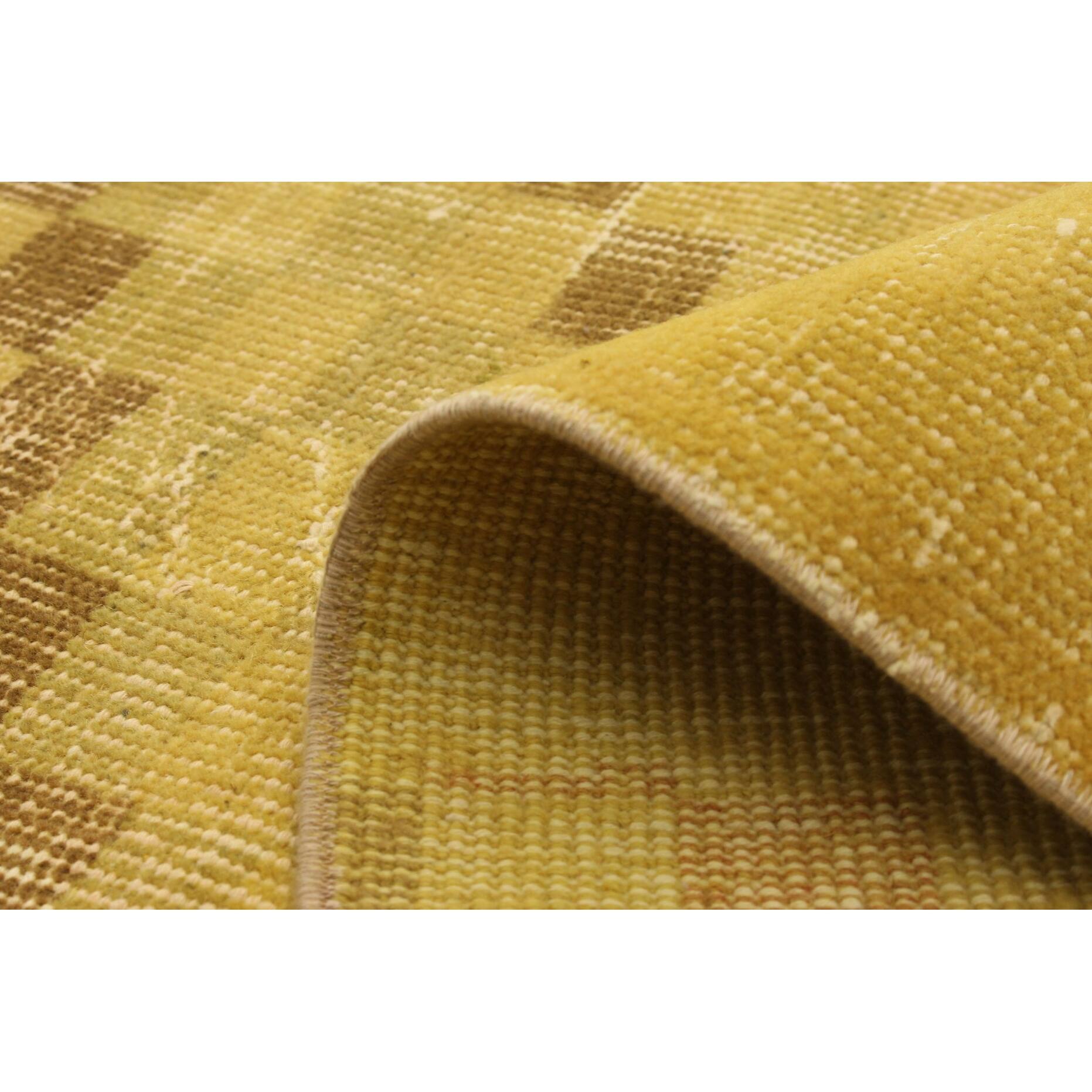 ECARPETGALLERY Handknotted Melis Vintage Light Gold Wool Rug 5'3 x