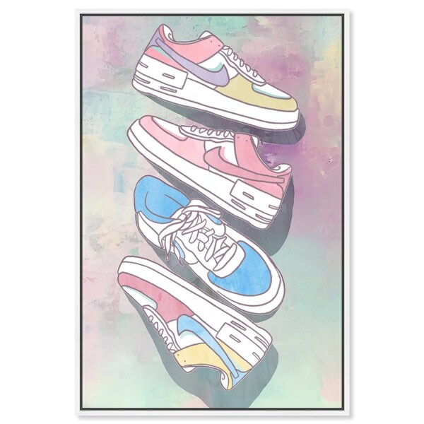 【新品】 OliverGal Wedbliss Shoes Oliver Gal 'Pastel Tie Dye Skate Shoes' Glam Pink Wall Art Canvas