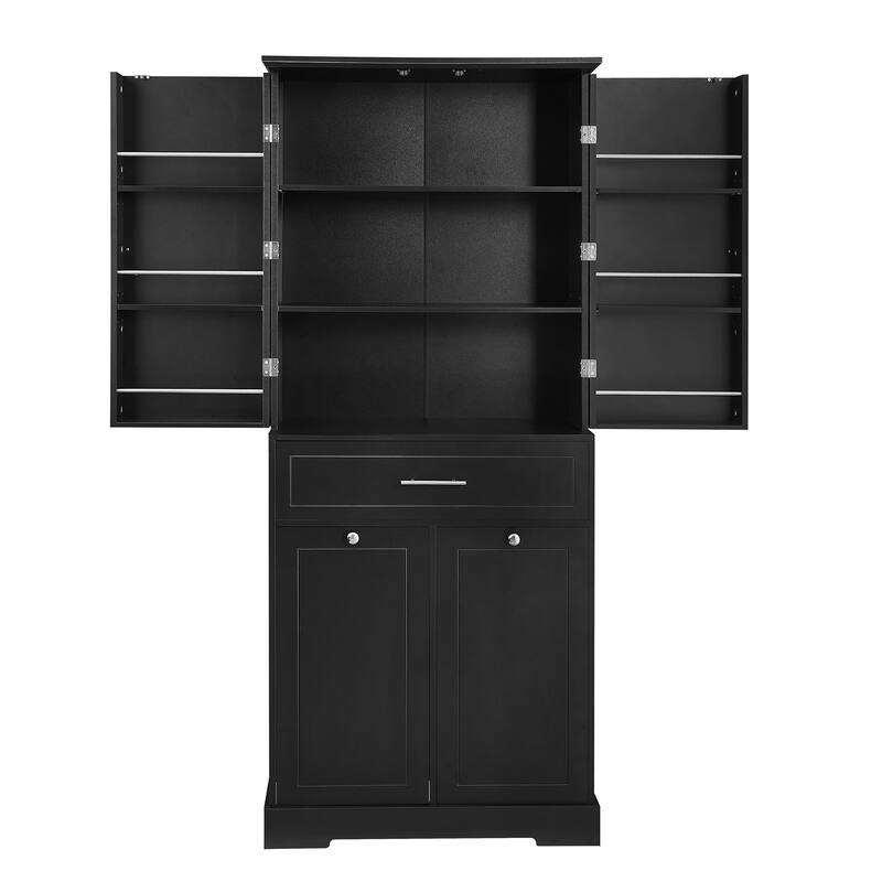 GDFStudio - Sebastian Tall Multi-Functional Bathroom Storage Cabinet with Integrated Hamper