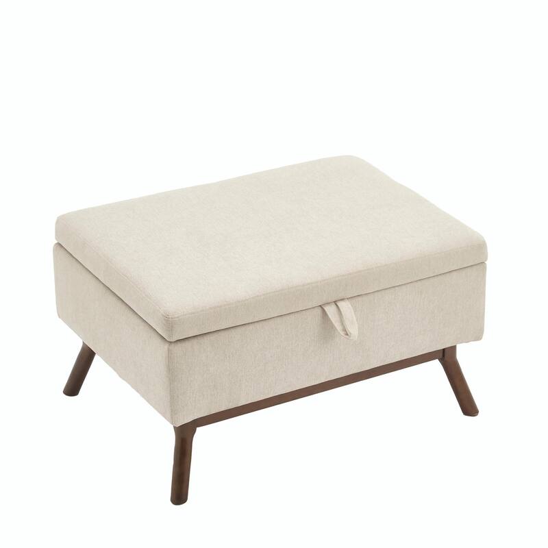 Mid-Century Modern Square Coffee Table with Storage Bench