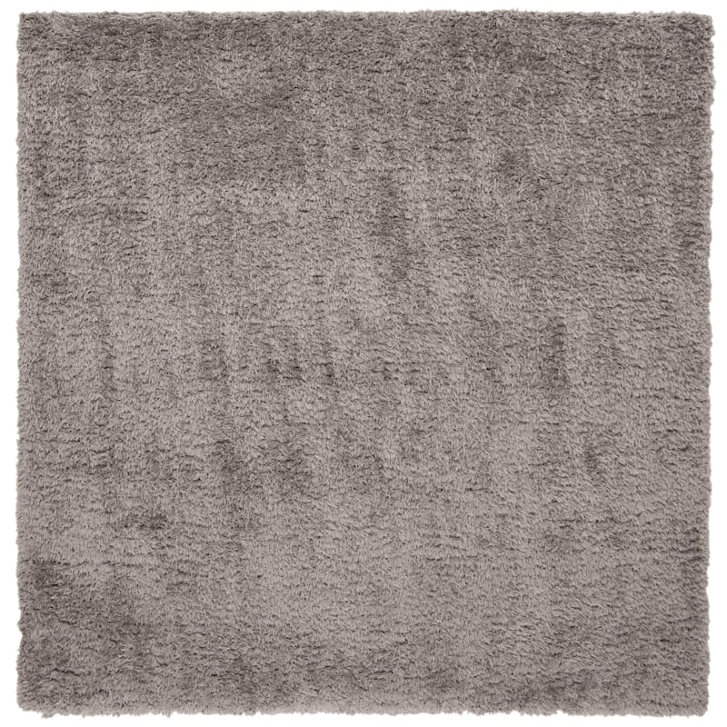 SAFAVIEH Madrid Shag Soledad Solid 2-inch Thick Rug - 6'7" Square - Charcoal