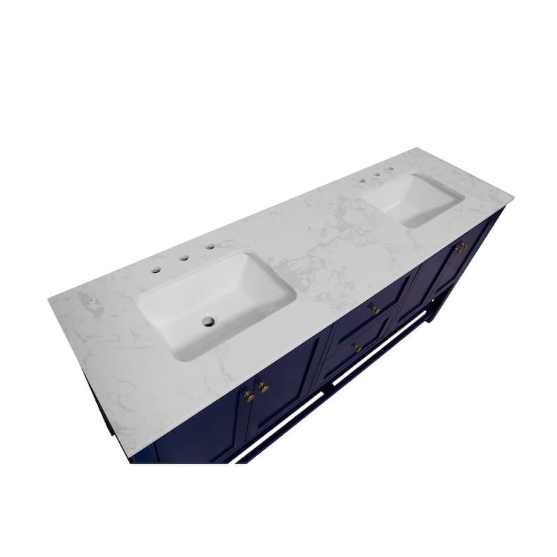 KitchenBathCollection Lakeshore 72" Double Bathroom Vanity with Engineered Carrara Top