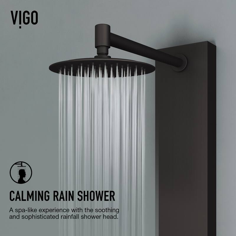VIGO Bowery 59" H x 6" W 4-Jet Shower Panel with Round Shower Head and Tub Filler