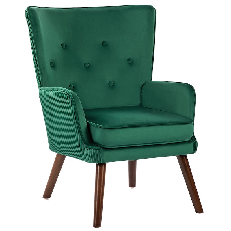 Velvet Upholstered Accent Chair Armchair for Living Room - Single - Green