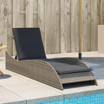 vidaXL Sun Lounger Grey PE rattan 23.6 x 80.7 x 28.7 in - 23.6" x 80.7" x 28.7"/ 1