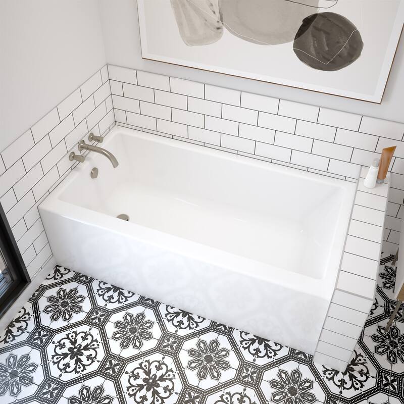 Maax Rubix 60" Alcove Acrylic Soaking Tub with Left Drain and Overflow