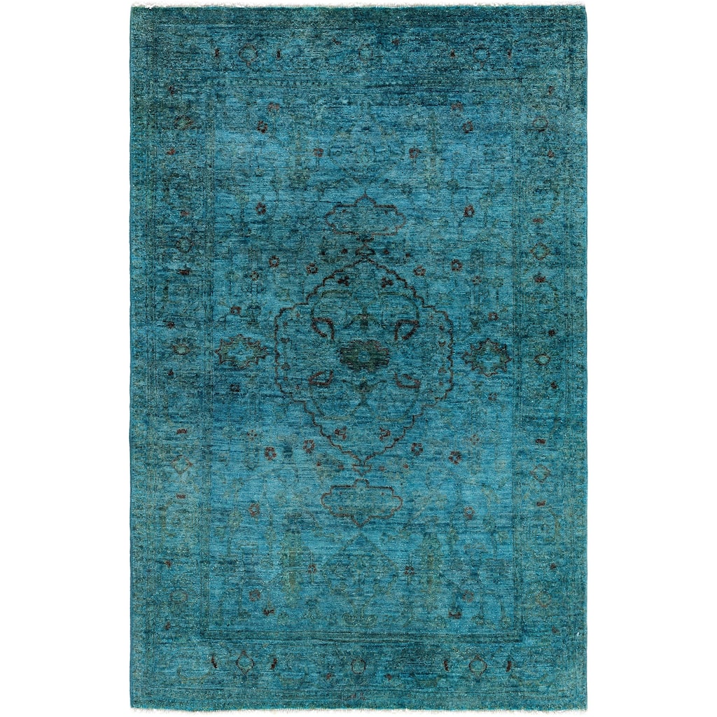 Overdyed One-of-a-Kind Hand-Knotted Area Rug - Green - 3' 10" x 6' 0"