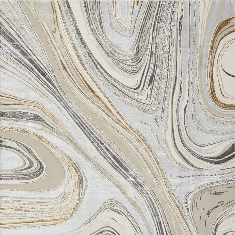 Power Loomed Abstract Modern Non Skid Stain Resistant Area Rug - 118' X '94' X '0.39