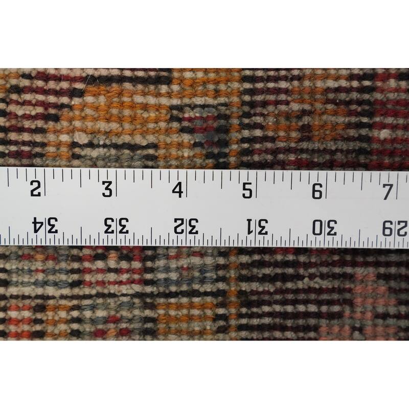 Hand Knotted Oriental 100% Wool Carpet Traditional Geometric Oranges & Rust Heriz Runner Rug - 10' 5'' X 3' 0''