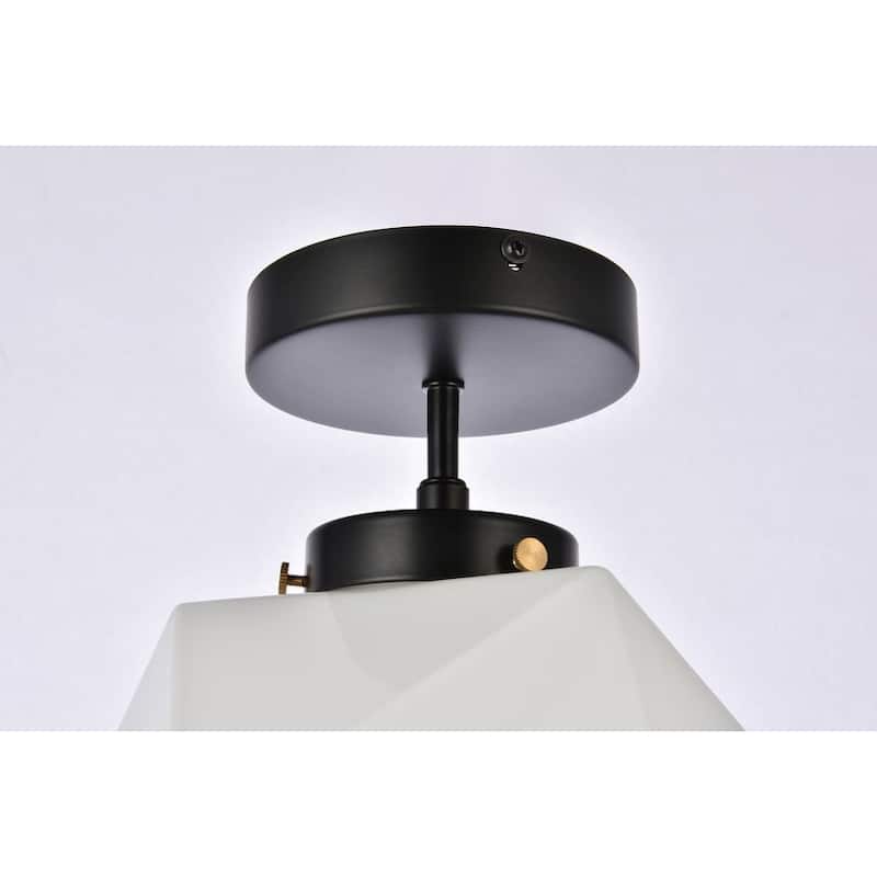 Lance 1 Light White Glass Flush Mount - 9.8 Inch