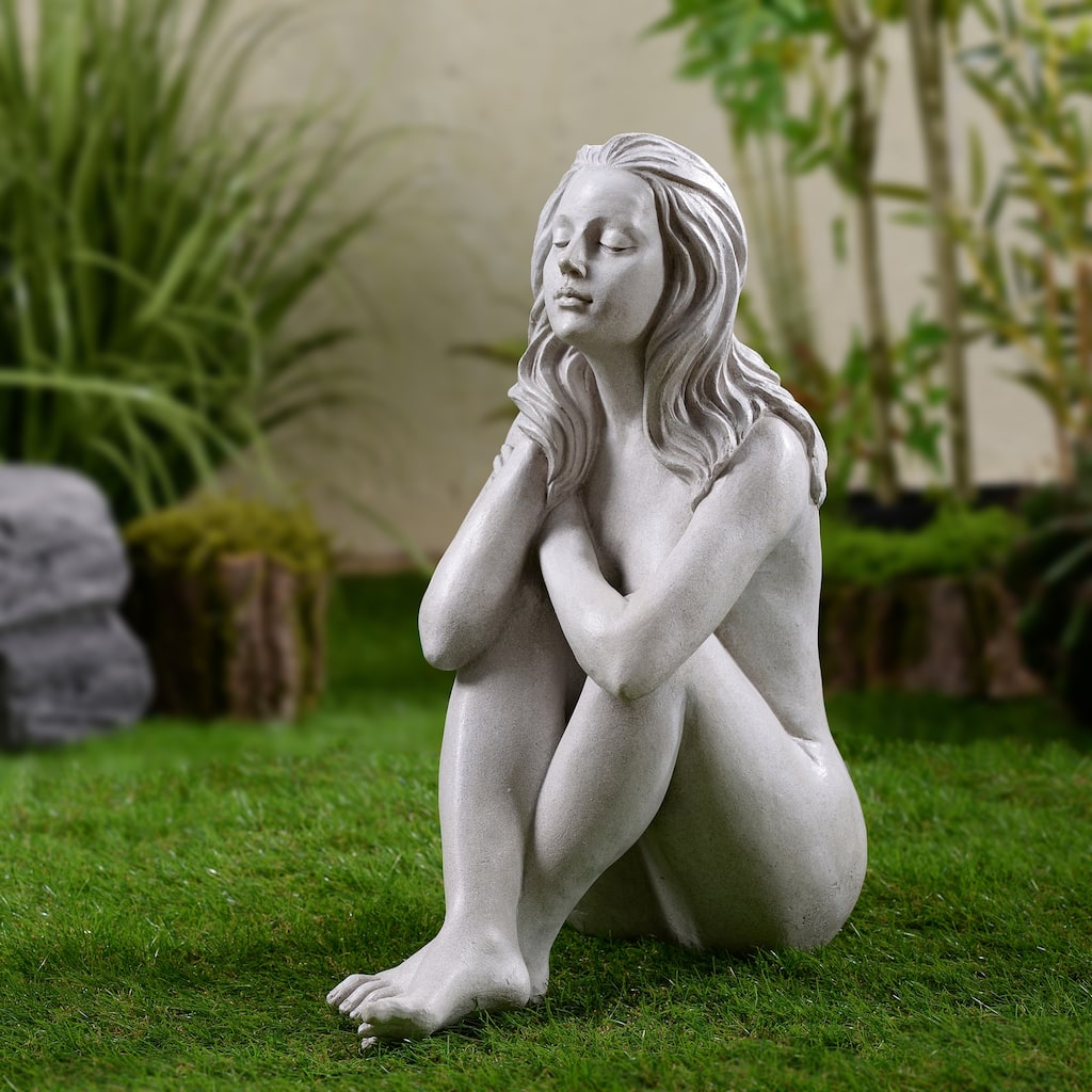 Thinking Lady Outdoor Garden Statue - 19"