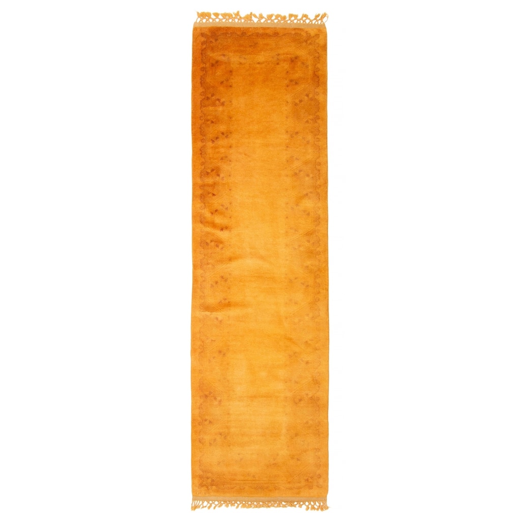 ECARPETGALLERY Hand-knotted Color Transition Gold Wool Rug - 2'10 x 10'4