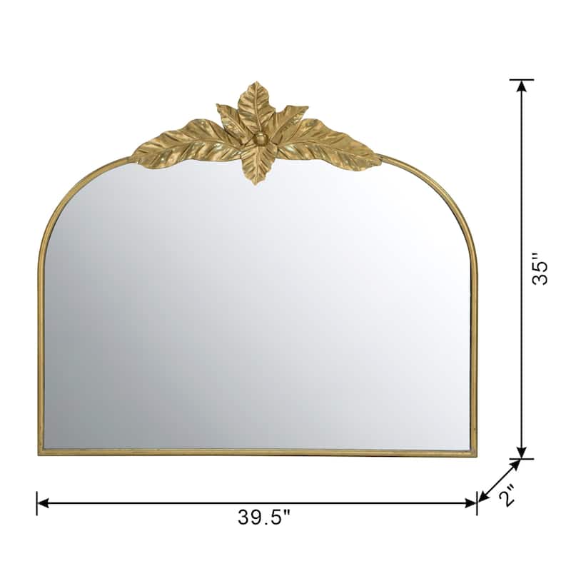 Arched Wall Decor Mirror with Metal Frame - Gold