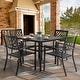 preview thumbnail 24 of 26, Outdoor Dining Set, Iron Finish, Black with Gold Speckles
