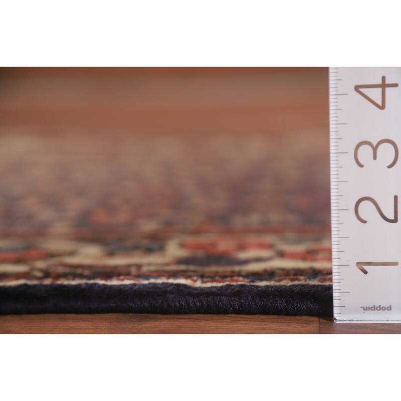 Hand Knotted Oriental 100% Wool Carpet Traditional All-Over Navy Blue & Blues Mahal Runner Rug - 10' 3'' X 3' 7''