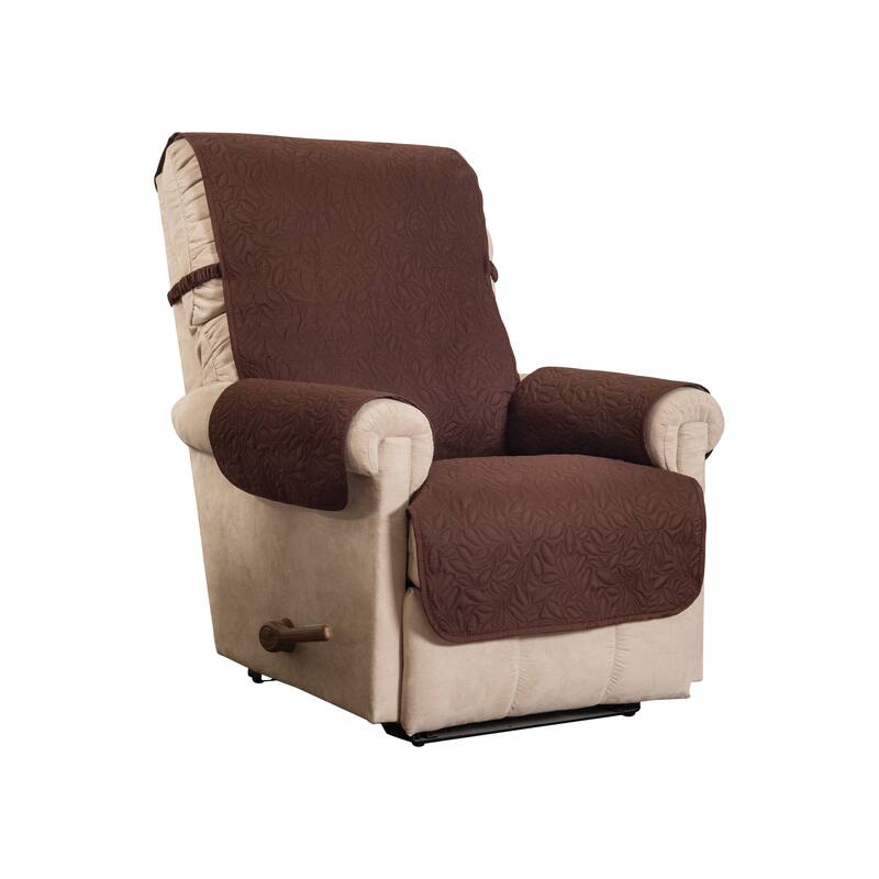 Belmont Leaf Secure Fit Recliner Furniture Cover Slipcover - Coffee