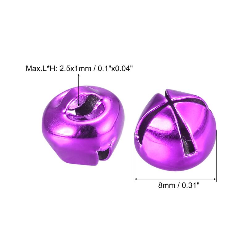 Jingle Bells, 10mm 120pcs Small Bells for Crafts DIY Christmas, Gold Tone - Purple - 8mm