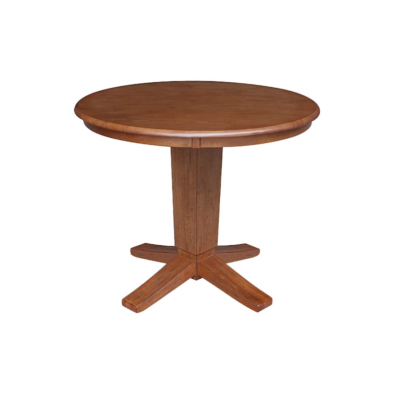 36 in Solid Wood Round Top Pedestal Dining Table with 4 Dining Chairs