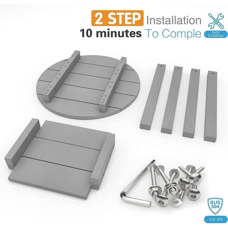 WINSOON All Weather HIPS Outdoor Round 2-Tier Outdoor Side Tables Adirondack Tables