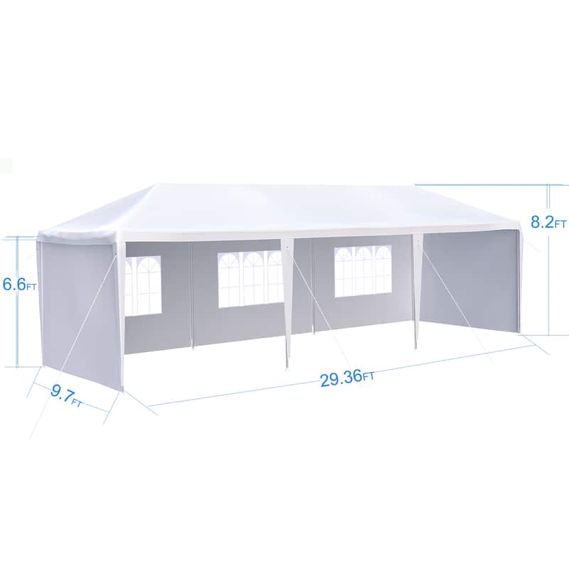 10x30' Wedding Party Canopy Tent Outdoor Gazebo with 5 Removable Sidewalls