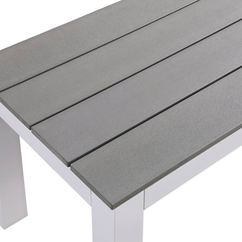 Newport Outdoor Patio 7ft Slate Pool Table 6-Seater Dining Set with 4 Benches & Accessories, White Finish