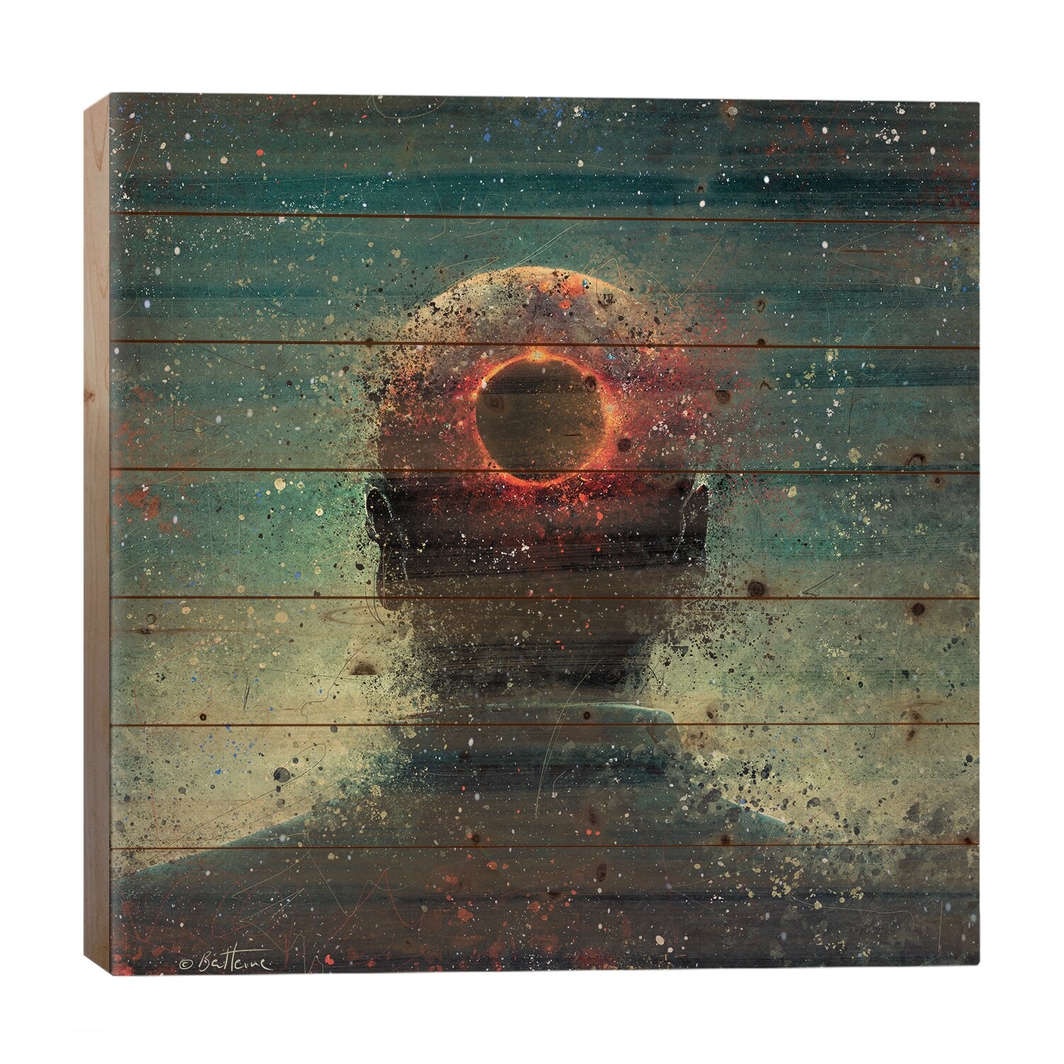 There Is Black Big Bang Hole In My Head - Astro Cruise Print On Wood by Ben Heine - Multi-Color
