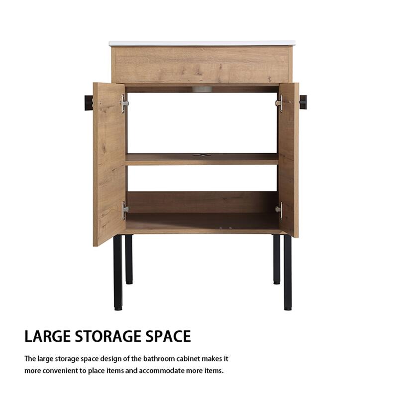 Imitative Oak 30 Inch Freestanding Bathroom Vanity With Sink
