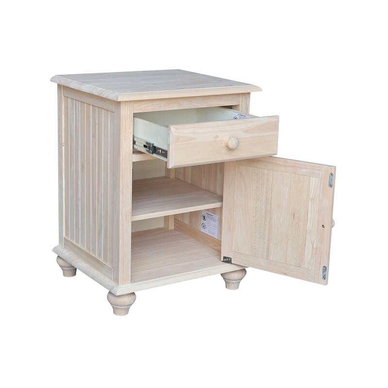 International Concepts Solid Wood Nightstand with Storage Cabinet