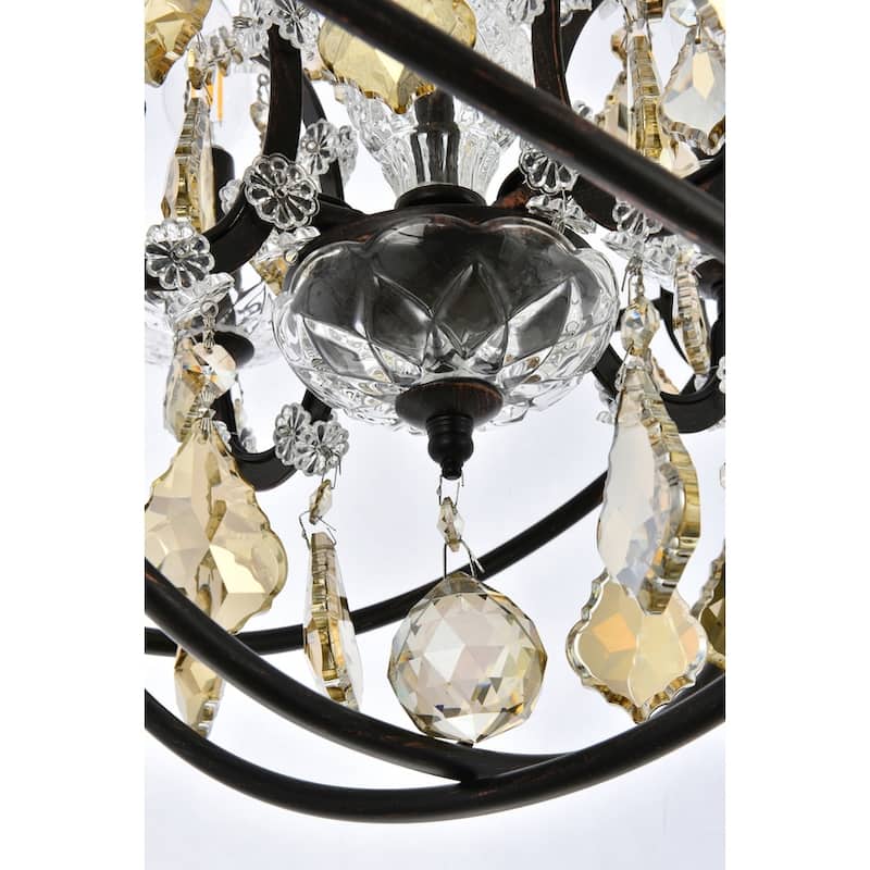 Royce Edge 4 light Dark Bronze Pendant - dark bronze (royal cut golden teak crystals)