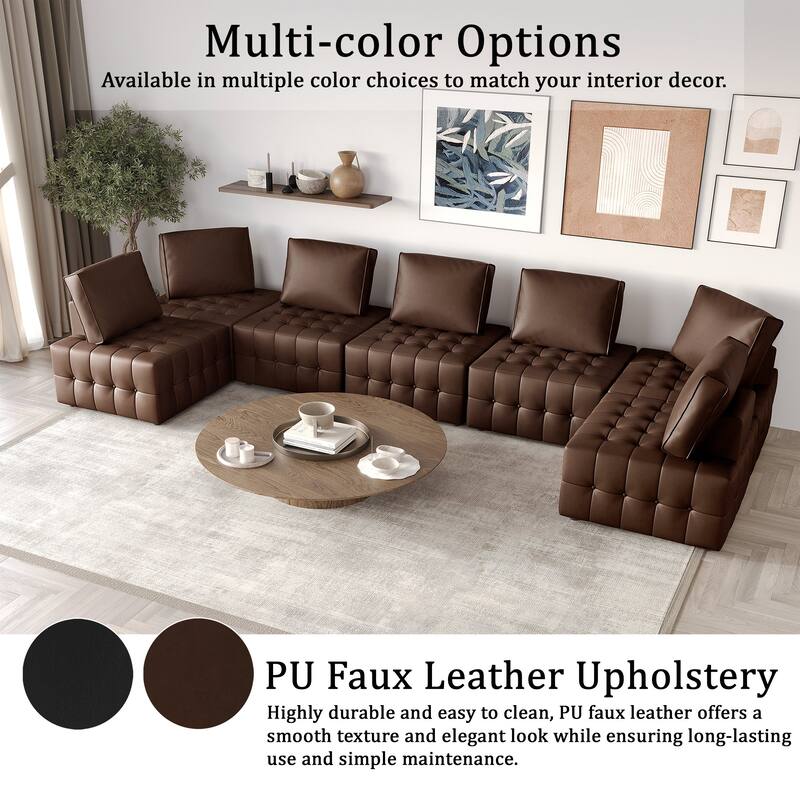 CraftPorch 6-Piece Elegance Button-Tufted PU Upholstered