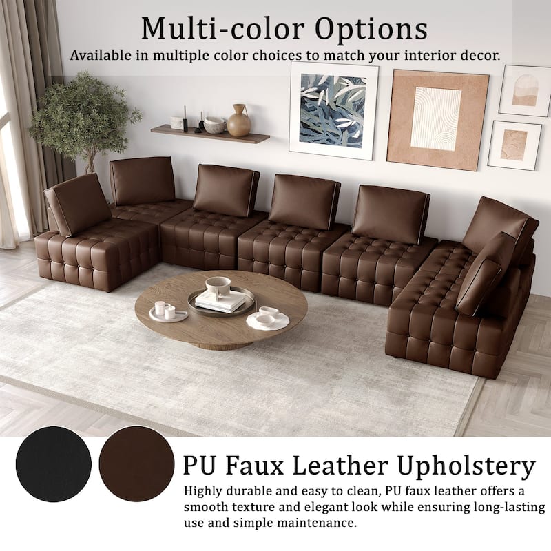 CraftPorch Elegance Button-Tufted PU Upholstered Ottoman