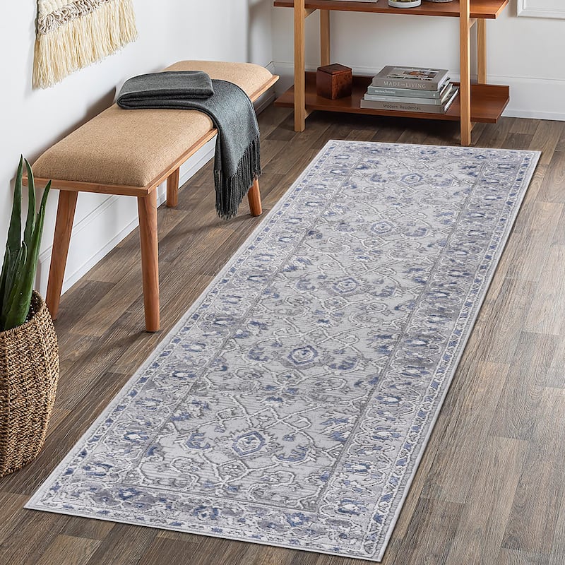 LOOM & LUXE Collection 2X8 Medallion Indoor/Outdoor Area Rug - 96" D x 26" W x 0.35" H