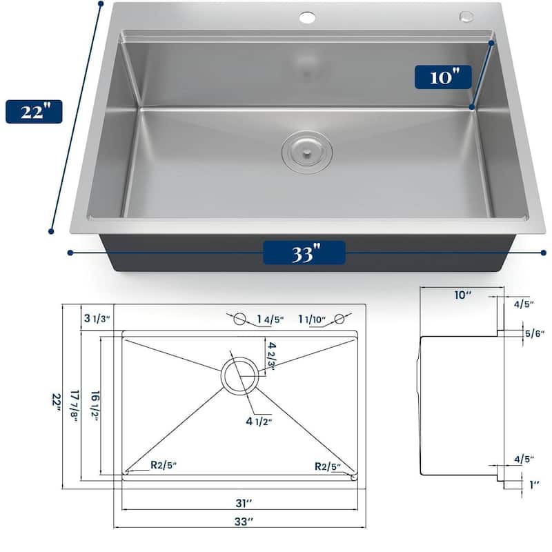 Drop In Workstation Kitchen Topmount Sink