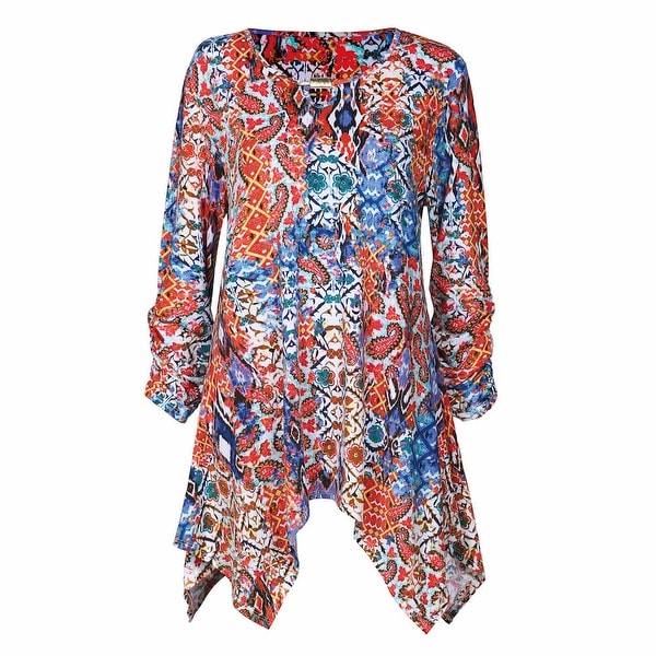 Women's Tunic Top - Wild Paisley Long Sleeve Shirt