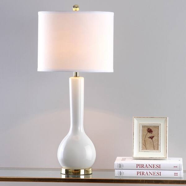 Safavieh Lighting 31 Inch Mae Long Neck Ceramic White Table Lamp Set Of 2 14 X14 X30 5 Overstock 7570746